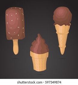 Ice cream icon isolated on neutral background. Vector art.