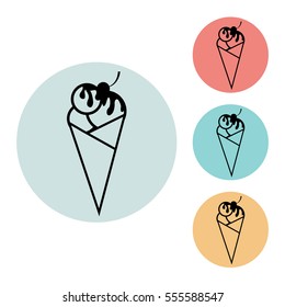 ice cream icon isolated vector sign symbol, on blue, red, yellow background. Food and drink elements. Can be used in logo, UI and web design