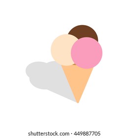Ice cream icon in isometric 3d style isolated on white background. Summer and sweets symbol