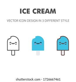 ice cream icon. Kawai and cute food illustration. for your web site design, logo, app, UI. Vector graphics illustration and editable stroke. EPS 10.
