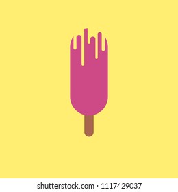 Ice cream icon line on yellow background