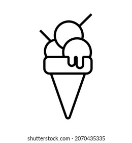 Ice cream icon line style illustration design on isolated background