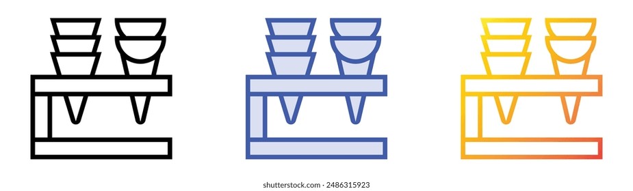 ice cream icon. Linear, Blue Fill and Gradient Style Design Isolated On White Background