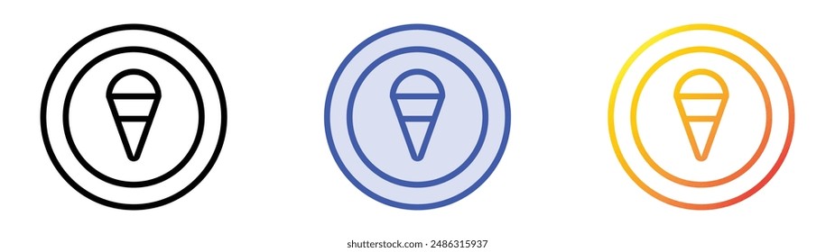 ice cream icon. Linear, Blue Fill and Gradient Style Design Isolated On White Background