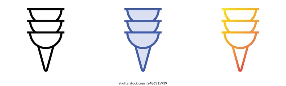 ice cream icon. Linear, Blue Fill and Gradient Style Design Isolated On White Background