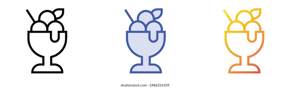ice cream icon. Linear, Blue Fill and Gradient Style Design Isolated On White Background
