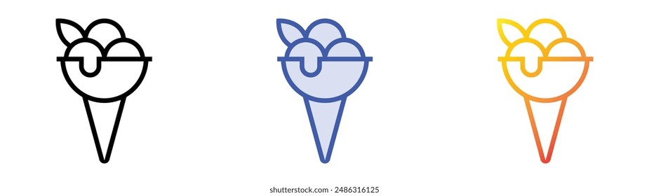 ice cream icon. Linear, Blue Fill and Gradient Style Design Isolated On White Background