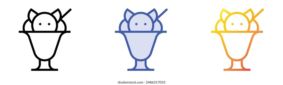 ice cream icon. Linear, Blue Fill and Gradient Style Design Isolated On White Background
