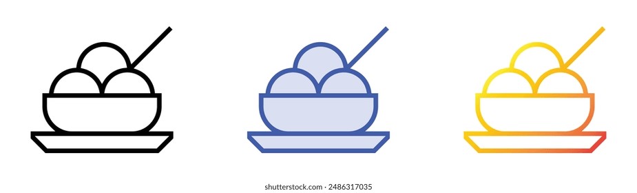 ice cream icon. Linear, Blue Fill and Gradient Style Design Isolated On White Background
