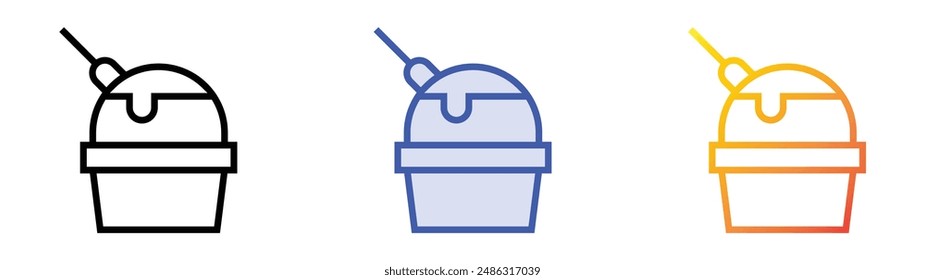 ice cream icon. Linear, Blue Fill and Gradient Style Design Isolated On White Background