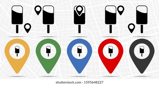 Ice cream icon in location set. Simple glyph, flat illustration element of summer theme icons