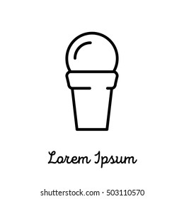 Ice cream icon or logo in modern line style. High quality black outline pictogram for web site design and mobile apps. Vector illustration on a white background.