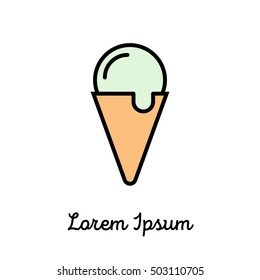 Ice cream icon or logo in modern style. High quality colorful pictogram for web site design and mobile apps. Vector illustration on a white background.