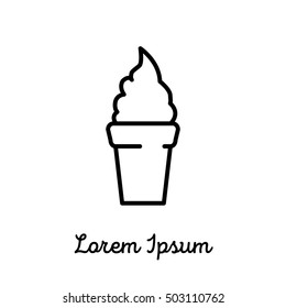 Ice cream icon or logo in modern line style. High quality black outline pictogram for web site design and mobile apps. Vector illustration on a white background.