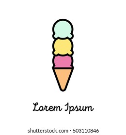 Ice cream icon or logo in modern style. High quality colorful pictogram for web site design and mobile apps. Vector illustration on a white background.