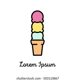 Ice cream icon or logo in modern style. High quality colorful pictogram for web site design and mobile apps. Vector illustration on a white background.