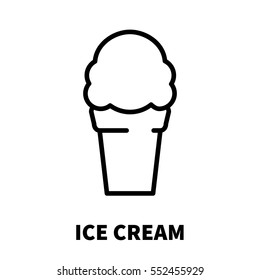 Ice cream icon or logo in modern line style. High quality black outline pictogram for web site design and mobile apps. Vector illustration on a white background.