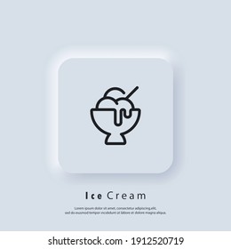 Eiscreme-Symbol. Eiscreme-Logo. Parfait, gefrorener Jogurt, Eiscreme, Vanille, Schokolade. Vektorgrafik. UI-Symbol. Neumorphische UI UX weiße Benutzeroberfläche Web-Schaltfläche.