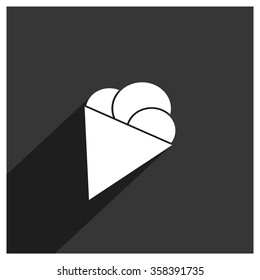 Ice Cream icon. long shadow icon