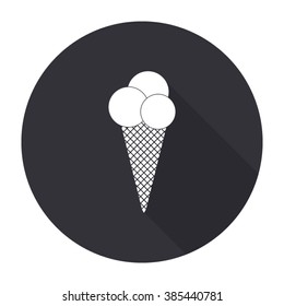 ice cream icon with long shadow - vector round button