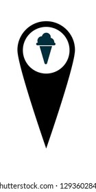 ice cream icon and map pin. logo concept. Designed for your web site design, logo, app, UI