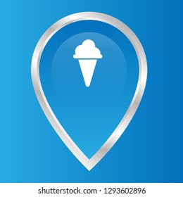 ice cream icon and map pin. logo concept. Designed for your web site design, logo, app, UI