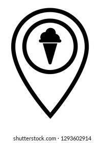 ice cream icon and map pin. logo concept. Designed for your web site design, logo, app, UI
