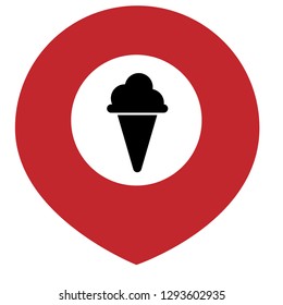 ice cream icon and map pin. logo concept. Designed for your web site design, logo, app, UI