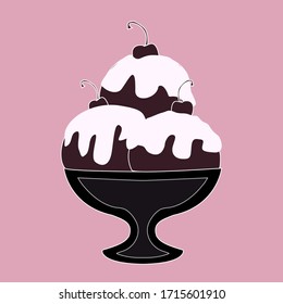 ice cream icon for menu in pink colors. One style icons group