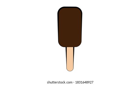 Ice cream icon, modern minimal flat design style. Chocolate ice cream bar on stick, vector illustration.