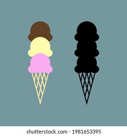 Ice cream icon on background. Ice icon. Food concept. Can be used for culinary, advertising and banner purposes. Can be used in a coffee shop. Vector EPS 10.