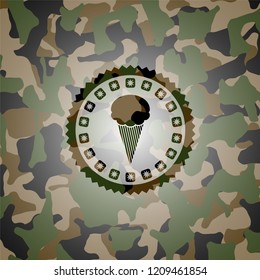 ice cream icon on camo pattern