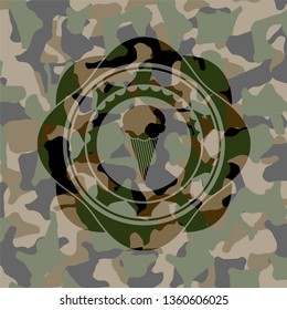 ice cream icon on camo pattern