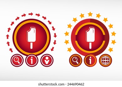 Ice cream icon on creative background. Red design concept for banner, web, advertising, print.