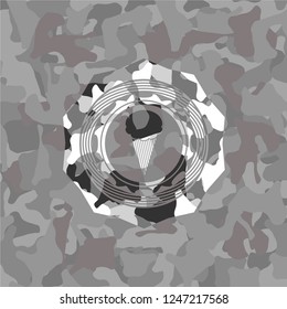 ice cream icon on grey camo pattern