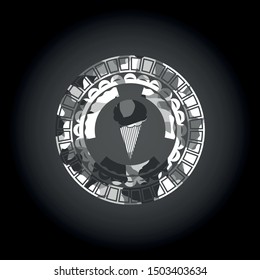 ice cream icon on grey camo texture