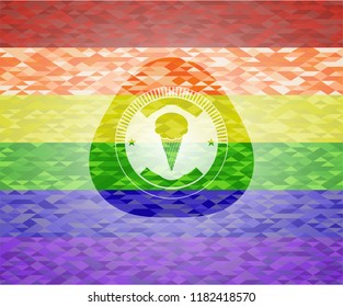 ice cream icon on mosaic background with the colors of the LGBT flag