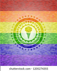 ice cream icon on mosaic background with the colors of the LGBT flag