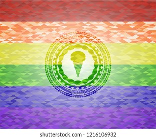 ice cream icon on mosaic background with the colors of the LGBT flag