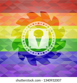 ice cream icon on mosaic background with the colors of the LGBT flag