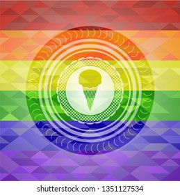 ice cream icon on mosaic background with the colors of the LGBT flag