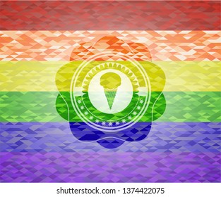 ice cream icon on mosaic background with the colors of the LGBT flag