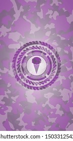 ice cream icon on pink camouflaged pattern