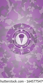 ice cream icon on pink camouflaged pattern