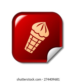 Ice cream icon on red sticker