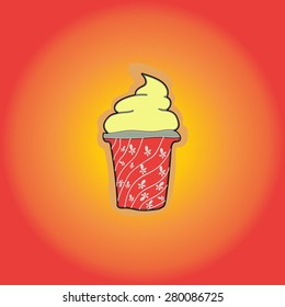 Ice Cream icon on red