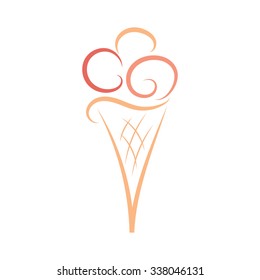 Ice cream icon on a white background. Suitable for use in the menu of cafe and restaurant