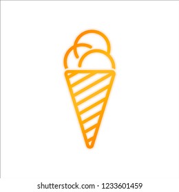 ice cream icon. Orange sign with low light on white background