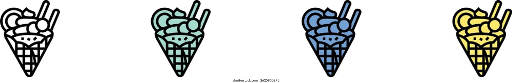 ice cream icon. Outline, Green, Blue and Yellow Style Design Isolated On White Background