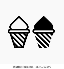 Ice Cream Icon in Outline and Solid Style